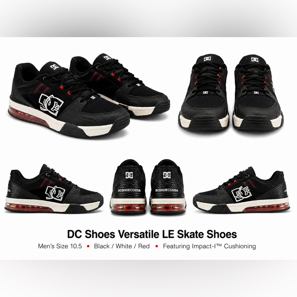 DC Shoes - Versatile LE Skate Shoe. Size: US(M) 10.5 Color: Red Black White